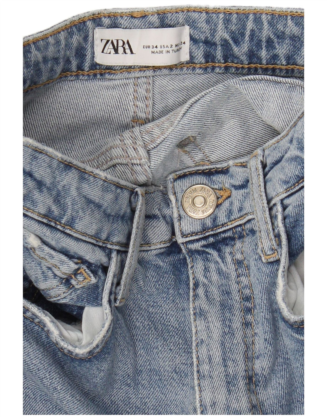 Jeans slim da donna ZARA EU 34 2XS W24 L27 Blu