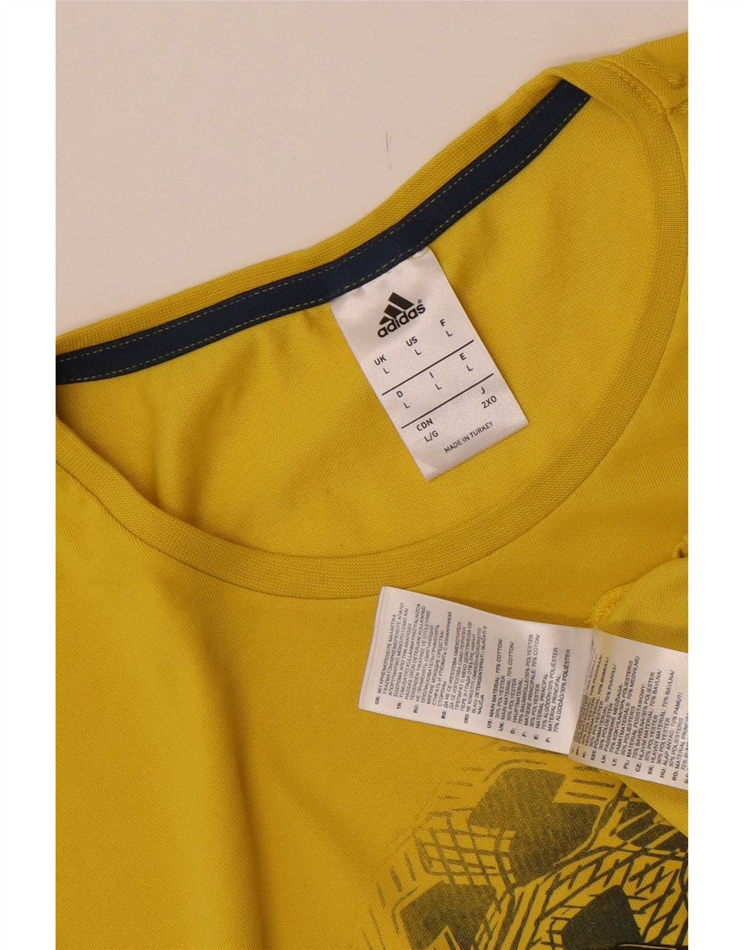 T-shirt grafica da uomo Adidas Top grande in cotone giallo