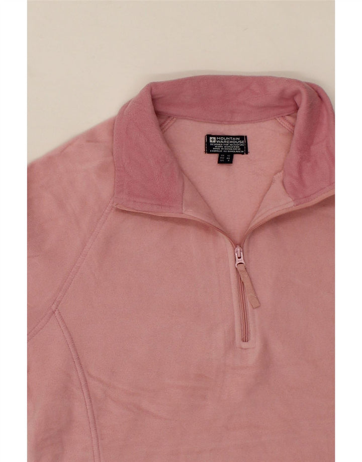 MOUNTAIN WAREHOUSE Womens Zip Neck Fleece Jumper UK 12 Medium Pink Vintage Mountain Warehouse and Second-Hand Mountain Warehouse from Messina Hembry 