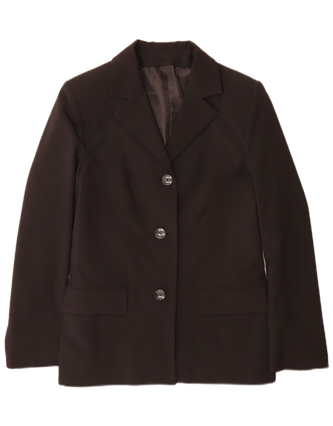 Giacca blazer vintage da donna a 3 bottoni IT 46 grande poliestere nero