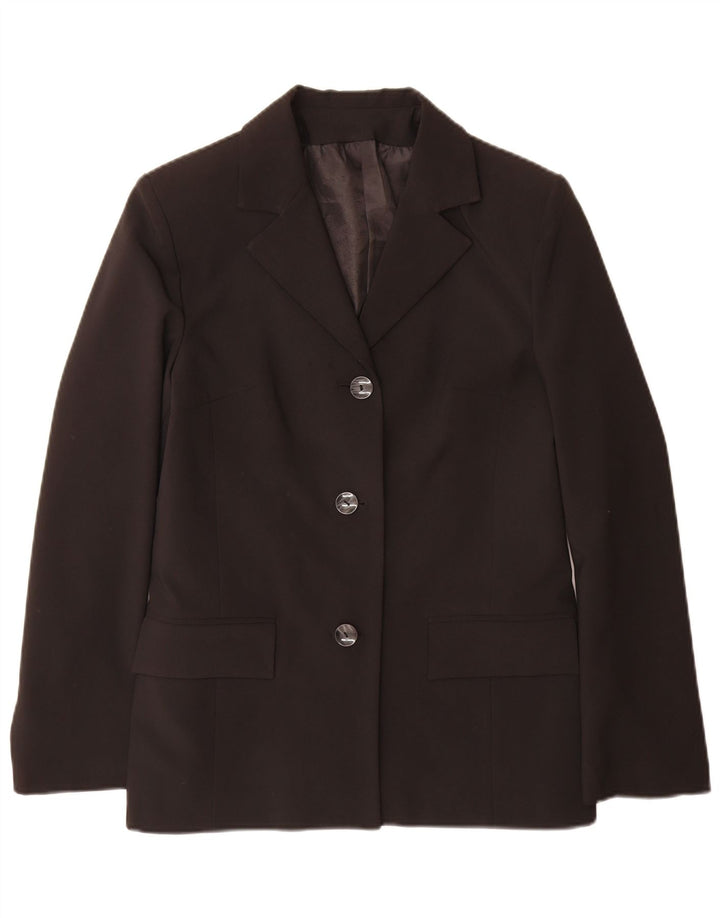 Giacca blazer vintage da donna a 3 bottoni IT 46 grande poliestere nero