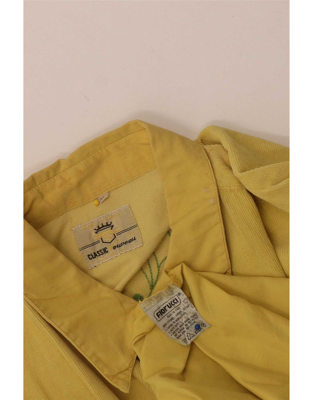 Camicia da uomo in velluto a coste Fiorucci in cotone floreale giallo medio