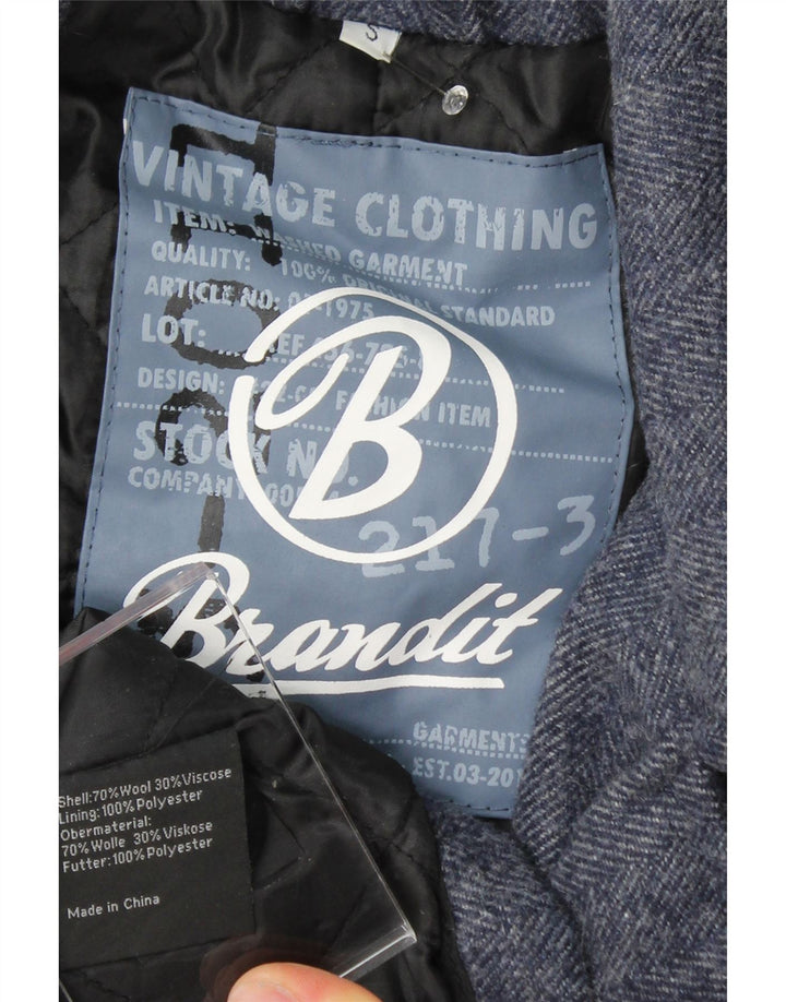 BRANDIT Womens Oversized Double Breasted Coat UK 10 Small Navy Blue Wool Vintage Brandit and Second-Hand Brandit from Messina Hembry 