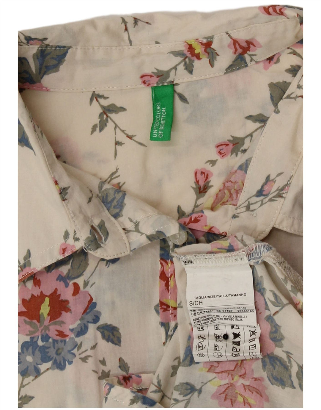 Camicia da donna Benetton UK 10 Small Off White Floral