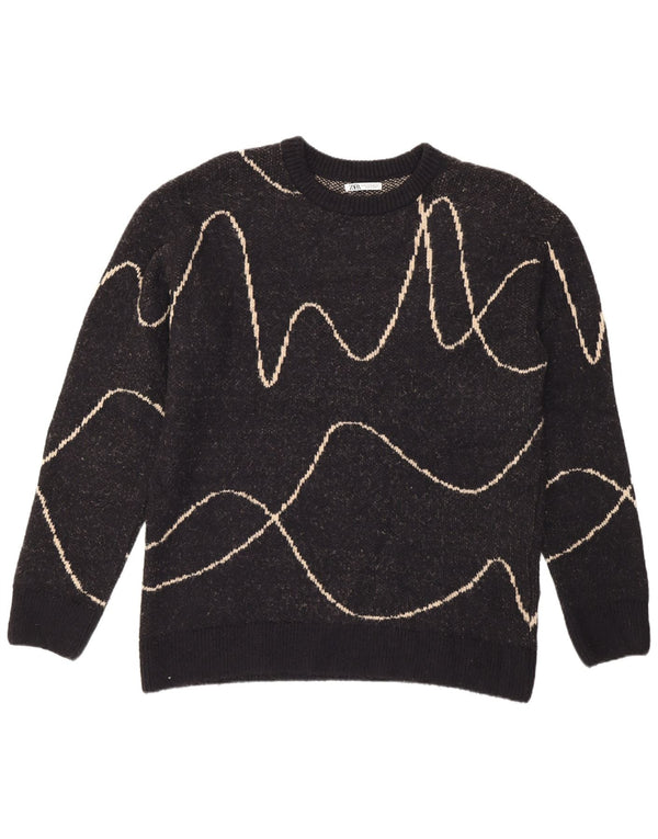 Maglione maglione girocollo da uomo Zara XL a righe nere