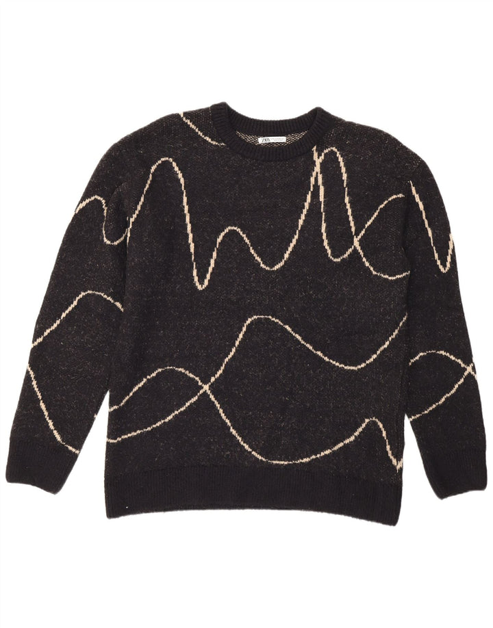 Maglione maglione girocollo da uomo Zara XL a righe nere