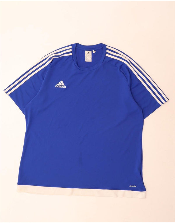 Adidas Uomo Climalite T-shirt Top 2XL Blu Colourblock Poliestere