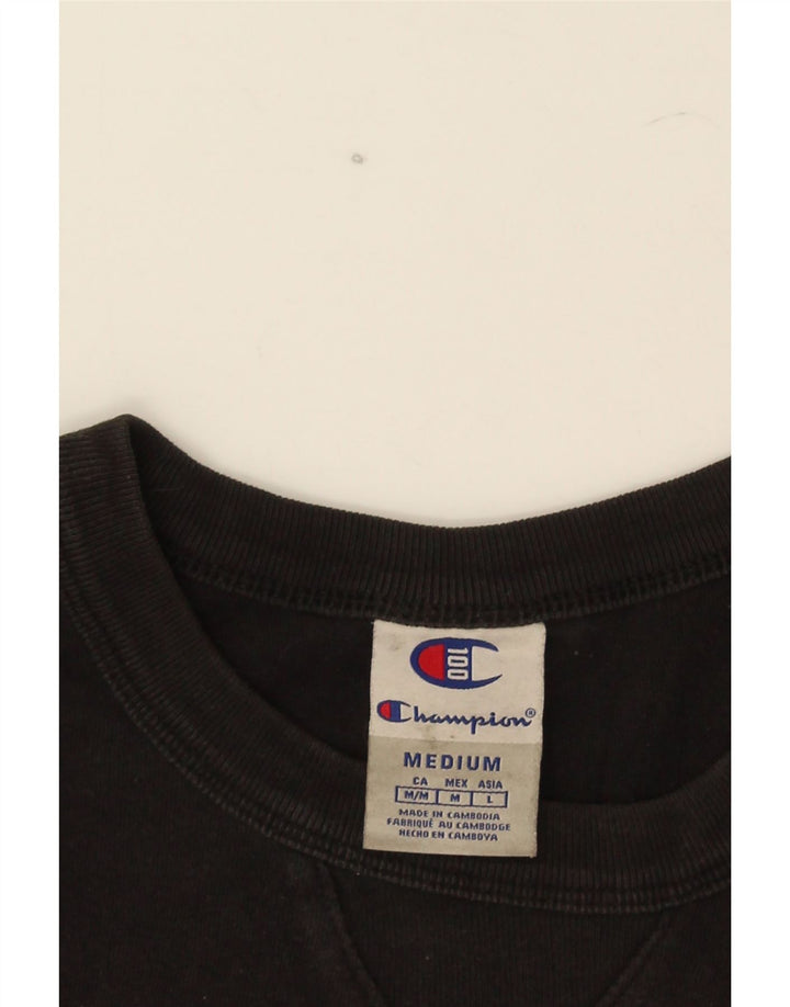 T-shirt grafica da uomo Champion Top in cotone nero medio