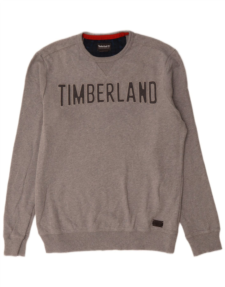 Felpa grafica da uomo Timberland Maglione piccolo cotone grigio