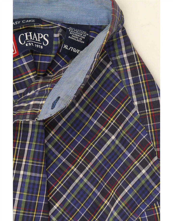 Camicia Chaps da uomo Easy Care XL in cotone a quadri blu