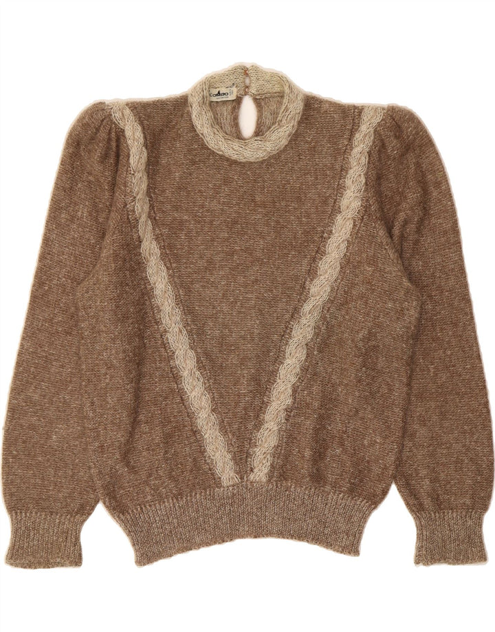 COLOMBO Womens Crew Neck Jumper Sweater UK 12 Medium Brown Flecked Vintage Colombo and Second-Hand Colombo from Messina Hembry 
