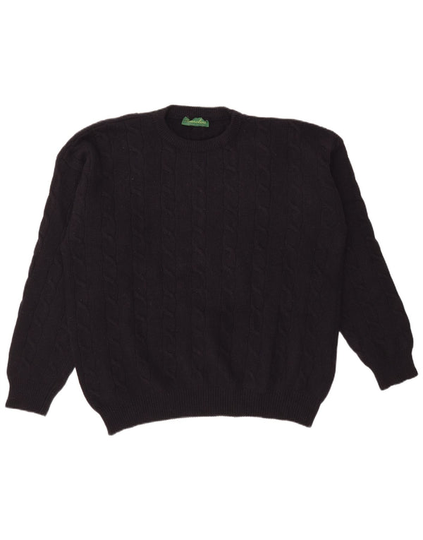 Zanolini Mens Crew Neck Jumper Sweater XL Navy Blue Virgin Wool