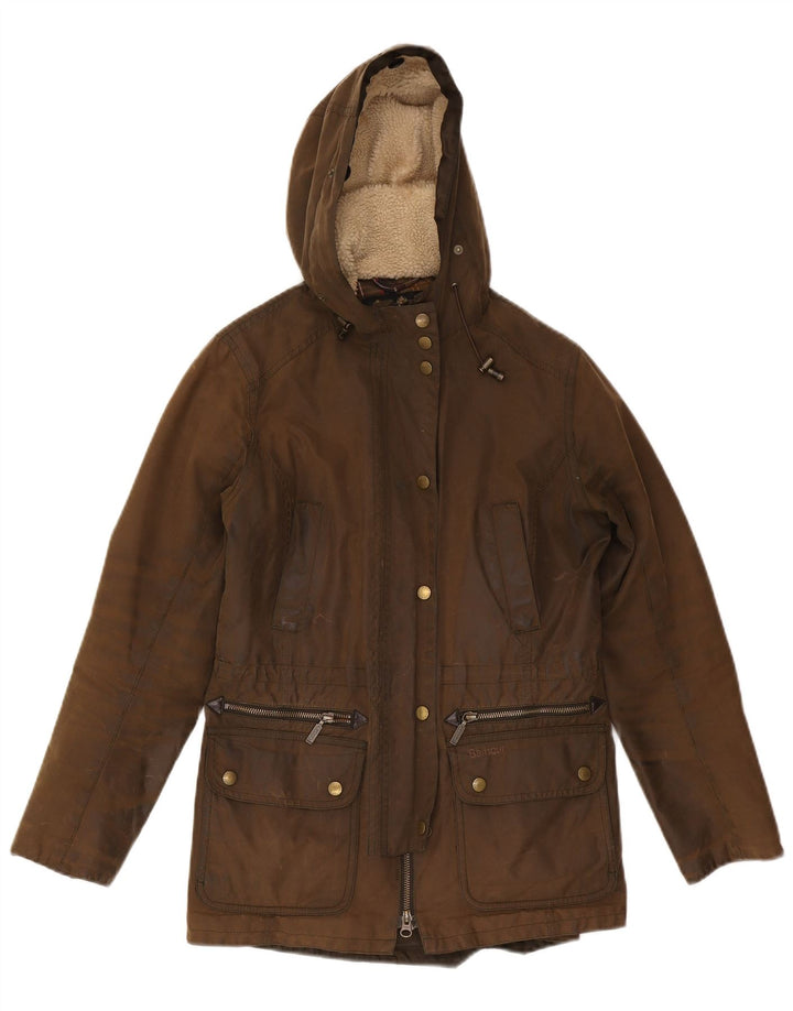Giacca Parka con cappuccio da donna Barbour UK 10 piccola in cotone marrone