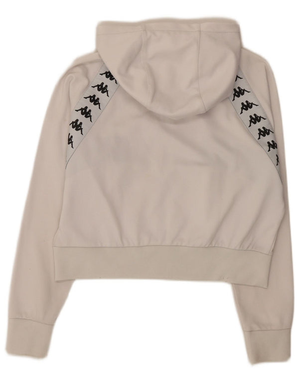 Maglione con cappuccio e zip grafica oversize da donna Kappa UK 10 piccolo bianco