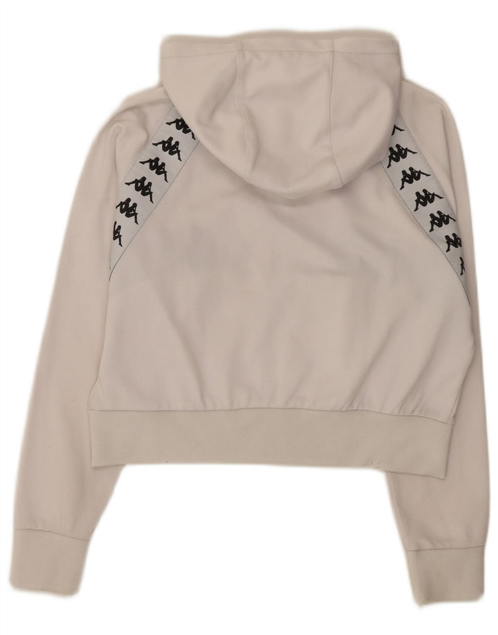 Maglione con cappuccio e zip grafica oversize da donna Kappa UK 10 piccolo bianco