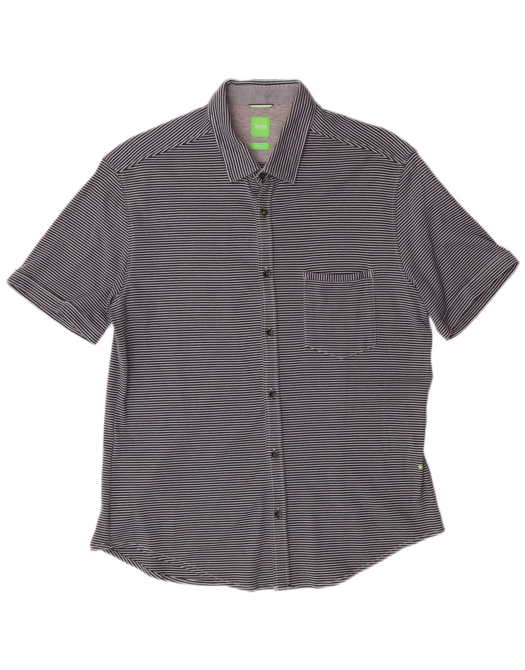 Camicia da uomo a maniche corte slim fit HUGO BOSS a righe grandi blu navy