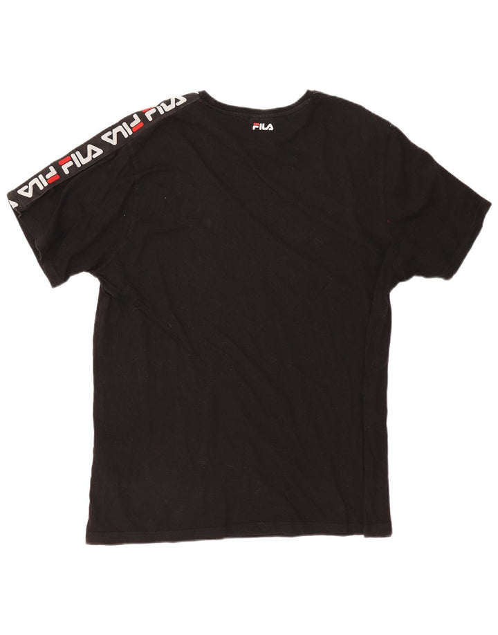 FILA Mens Graphic T-Shirt Top Large Black Cotton