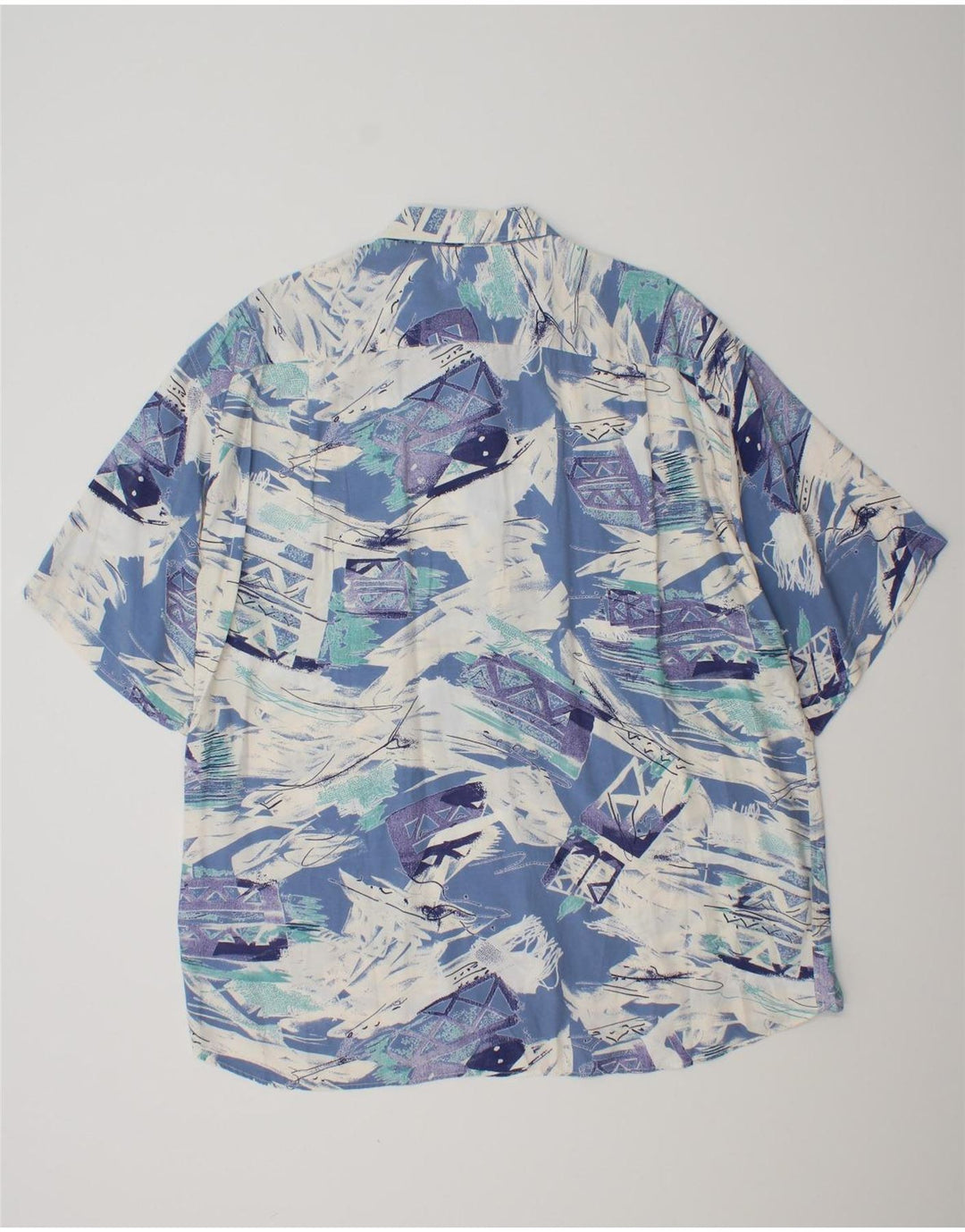 MAC FASHION Camicia da uomo a maniche corte con motivo astratto XL in viscosa blu