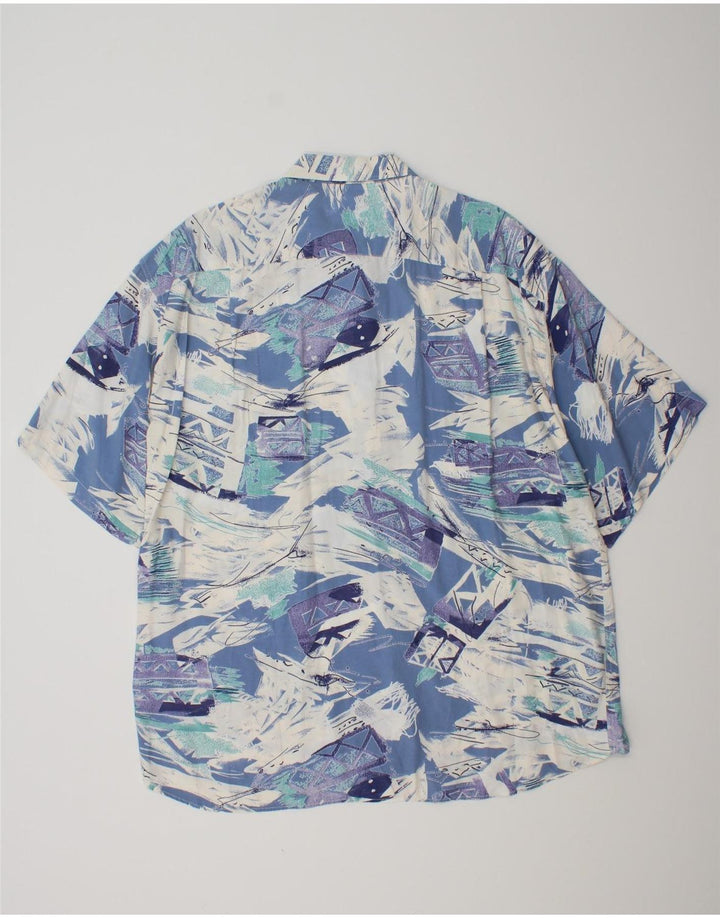 MAC FASHION Camicia da uomo a maniche corte con motivo astratto XL in viscosa blu
