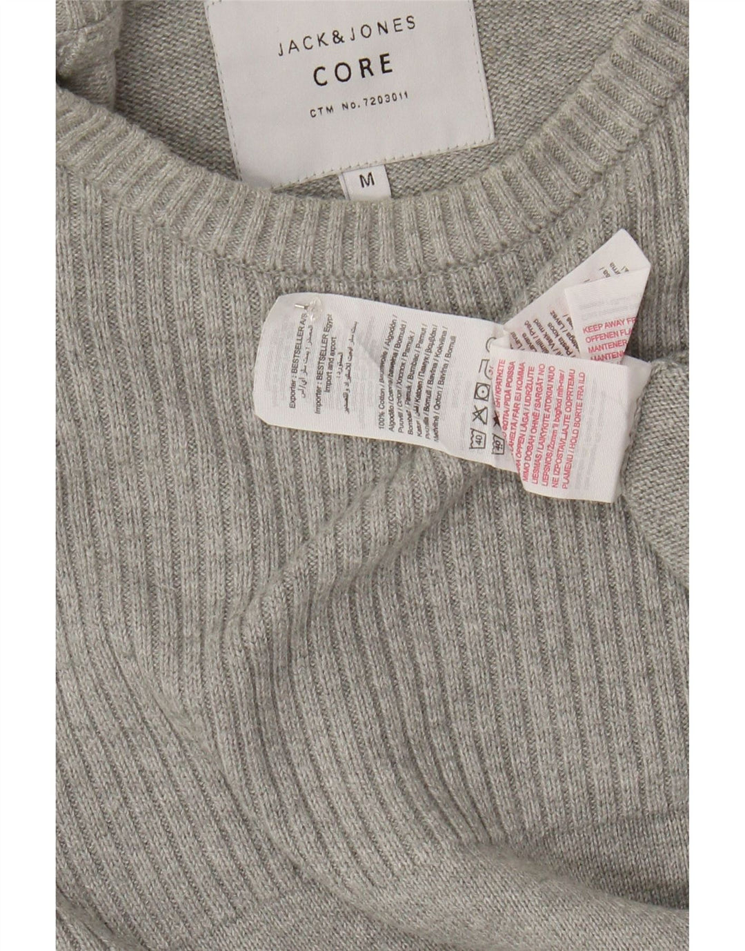 JACK & JONES Maglione maglione girocollo da uomo in cotone grigio medio