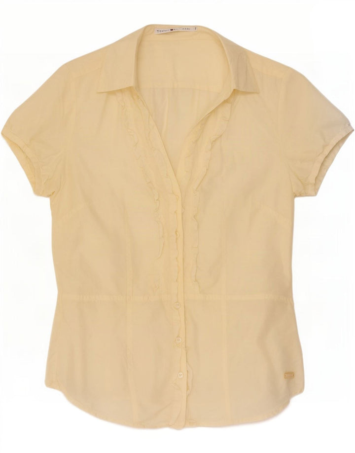 Camicia da donna Tommy Hilfiger a maniche corte con volant sul davanti US 8 giallo medio