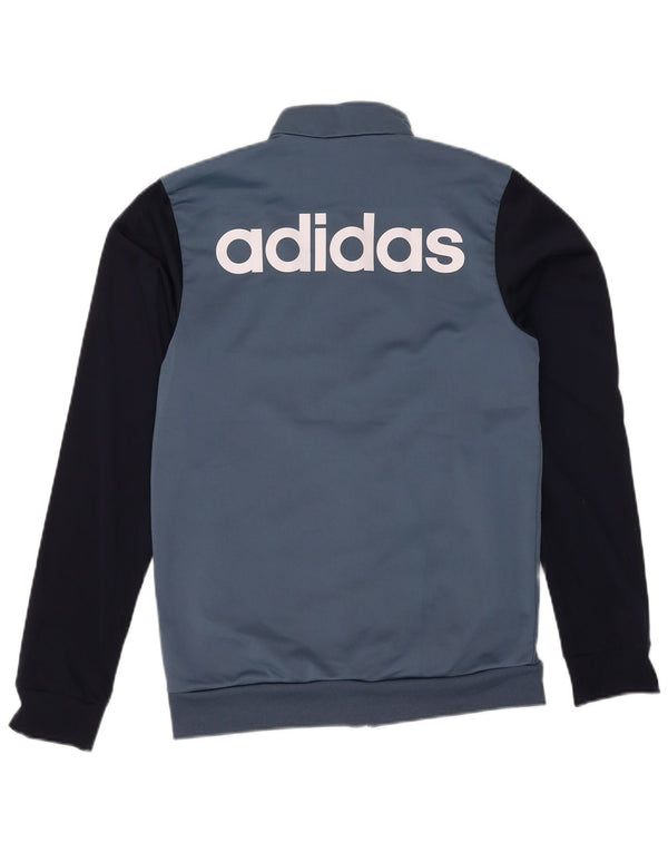 Giacca da ginnastica da uomo con grafica Adidas, giacca piccola in poliestere color block blu