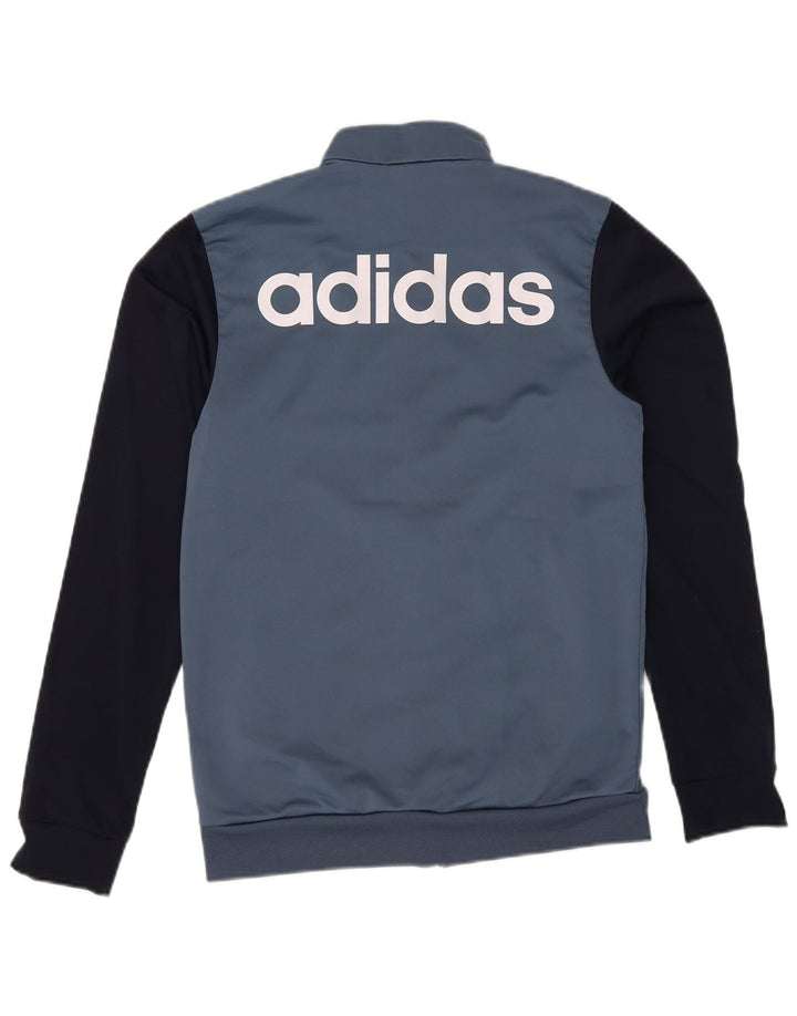 Giacca da ginnastica da uomo con grafica Adidas, giacca piccola in poliestere color block blu