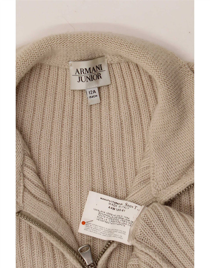 Maglione Cardigan Bambino Armani 11-12 Anni Lana Vergine Beige