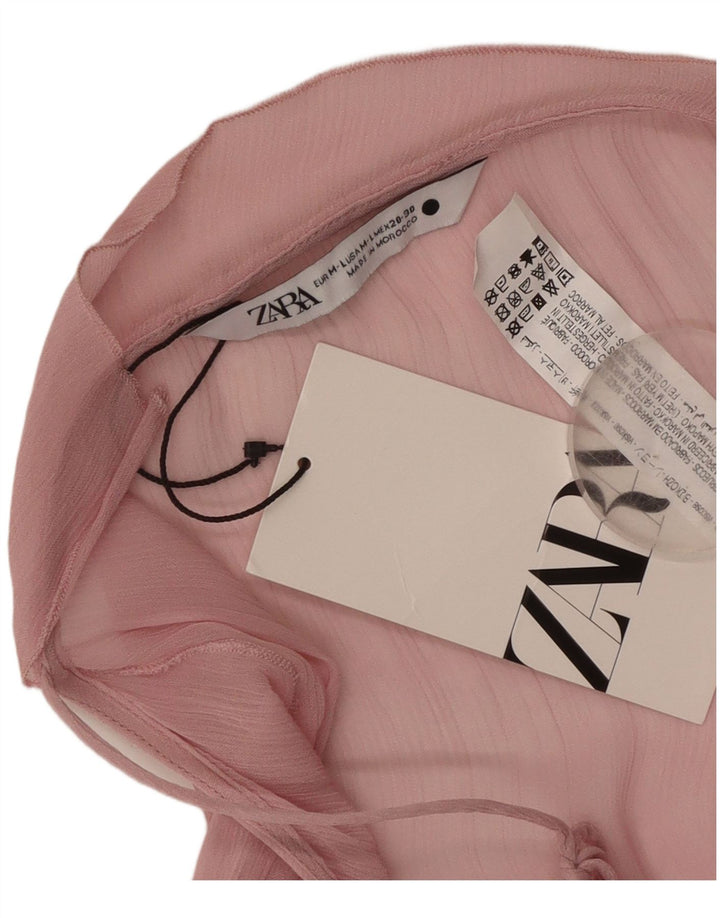 Top Zara da donna con spalle scoperte trasparenti UK 14 Viscosa rosa medio