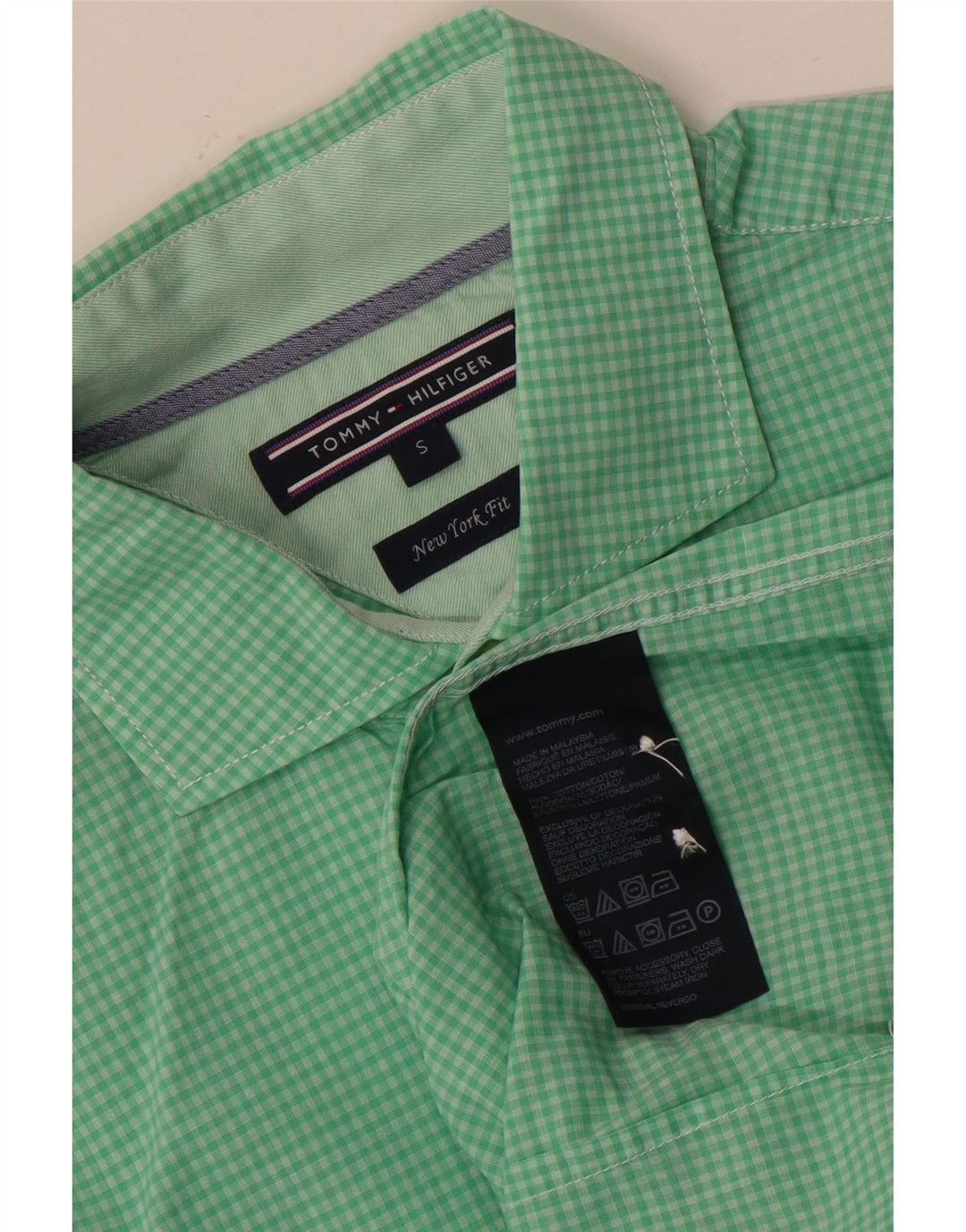 Camicia da uomo Tommy Hilfiger piccola in cotone a quadretti verde