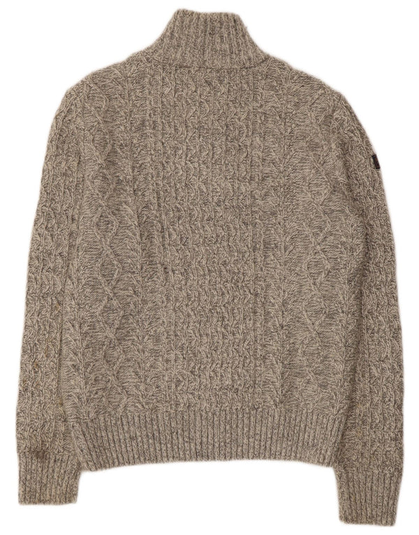 Maglione da uomo con zip e collo SUPERDRY, grande lana screziata beige