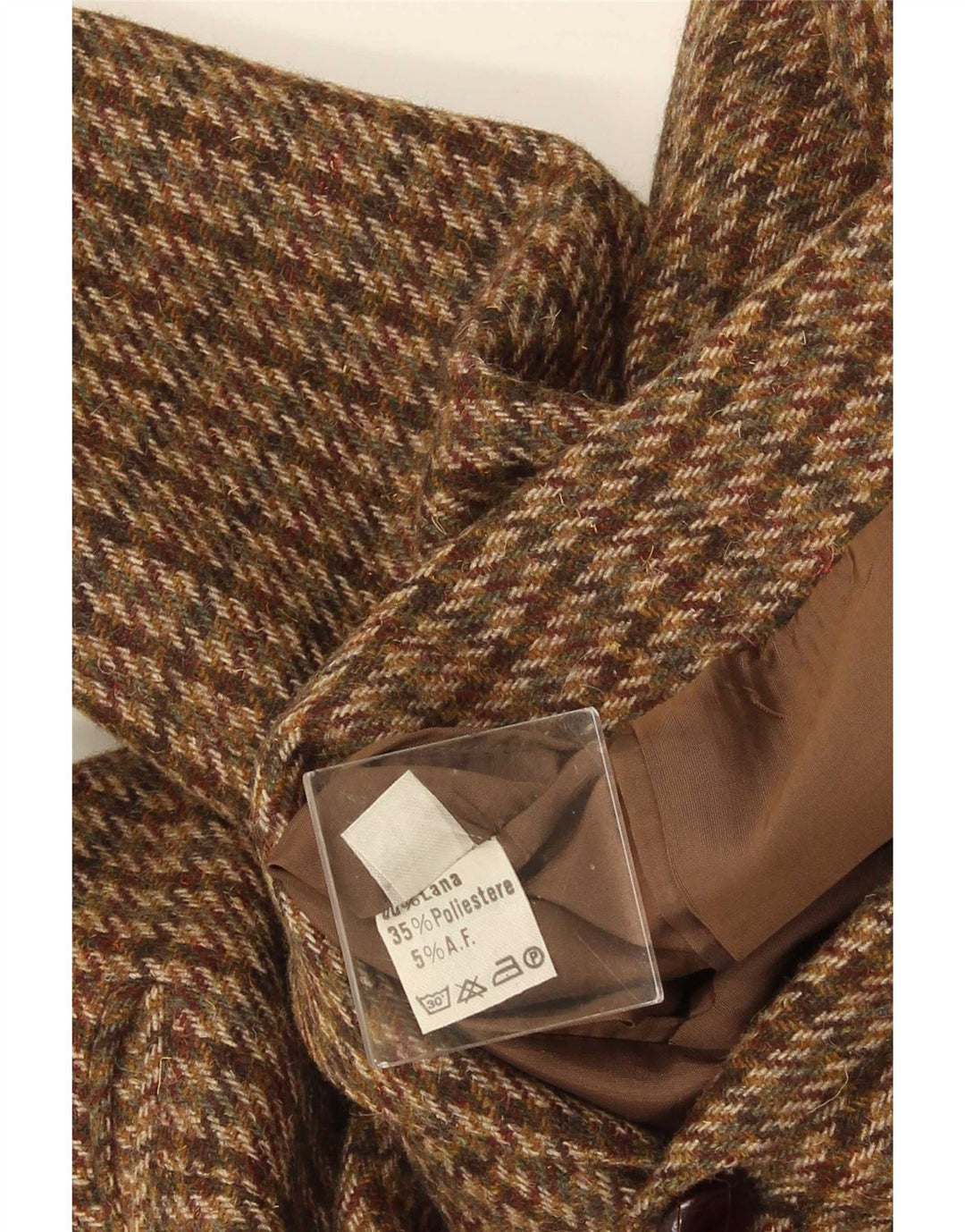 Giacca blazer vintage da uomo a 2 bottoni IT 52 XL lana pied de poule marrone