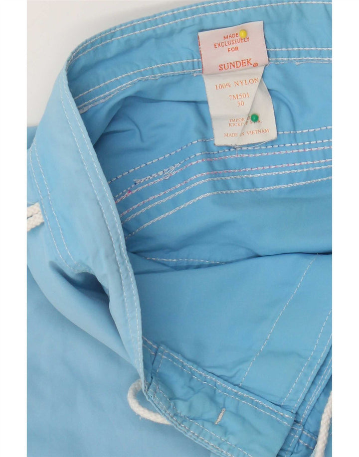 Pantaloncini da bagno da uomo Sundek in nylon a righe blu medio