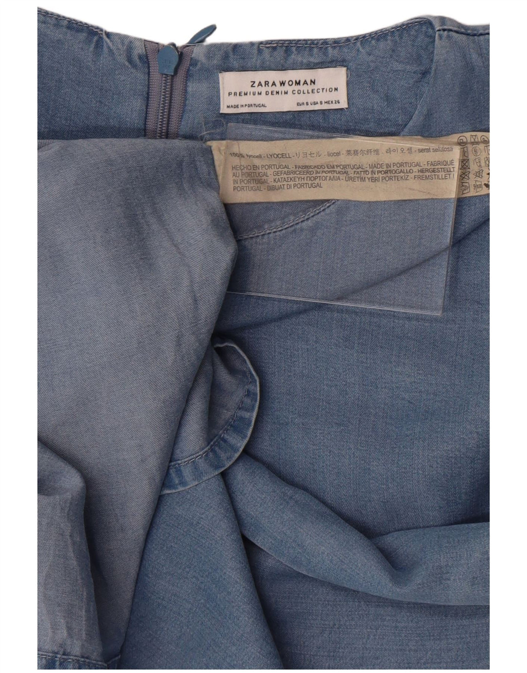 Abito a trapezio da donna Zara con maniche a 3/4 UK 10 Piccolo Lyocell blu