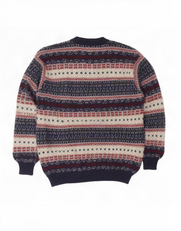Maglione maglione girocollo da uomo Sisley grande blu navy Fair Isle