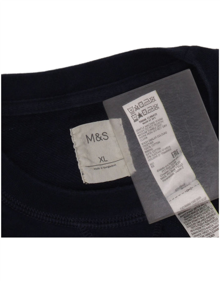 MARKS & SPENCER Felpa da uomo Maglione XL Blu navy in cotone