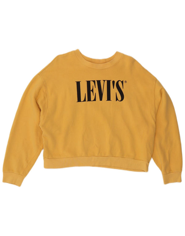 Levi's Donna Felpa con grafica corta oversize da donna UK 14 Giallo medio