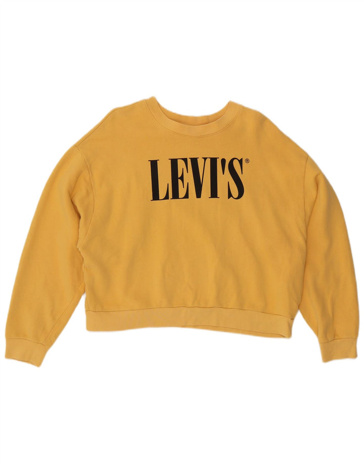 Levi's Donna Felpa con grafica corta oversize da donna UK 14 Giallo medio