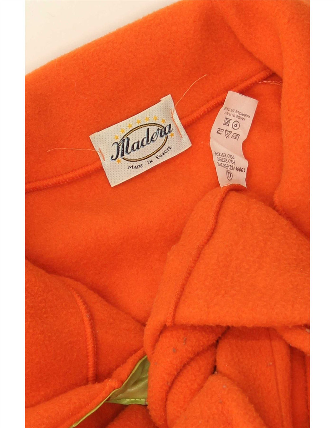 Maglione in pile da uomo vintage con bottone e collo XL in poliestere arancione