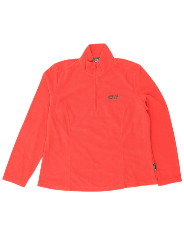 Maglione in pile da donna con collo e zip Jack Wolfskin UK 18/20 XL poliestere rosso