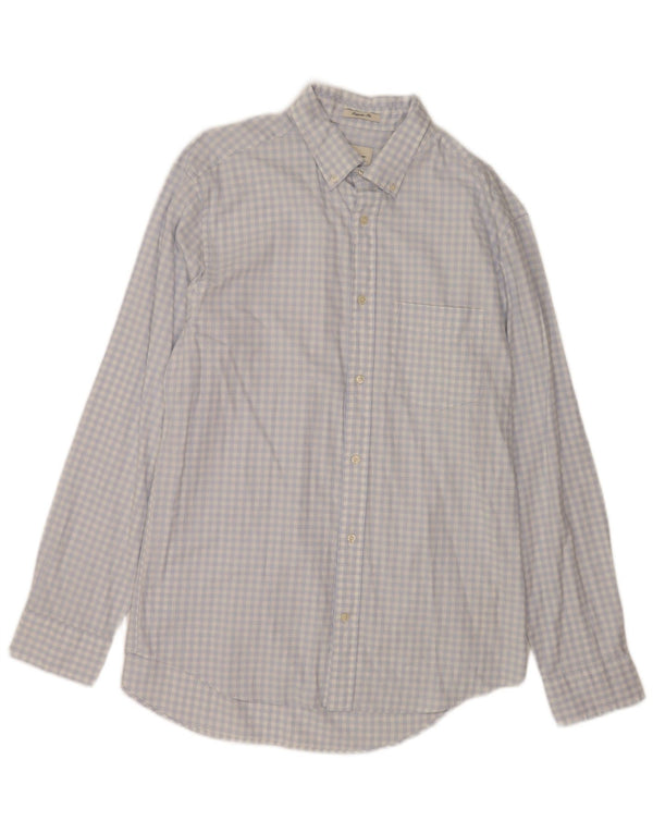 Gant Camicia da uomo vestibilità regolare taglia 43/44 17 1/2 XL cotone a quadretti blu