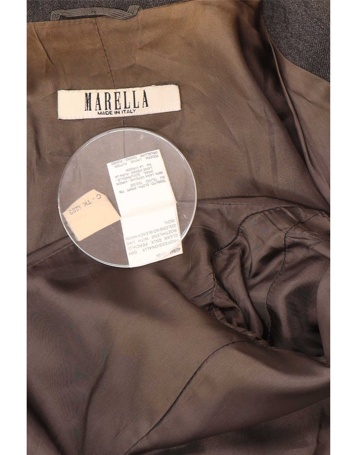 Giacca blazer a 4 bottoni da donna Marella UK 12 Lana grigio medio