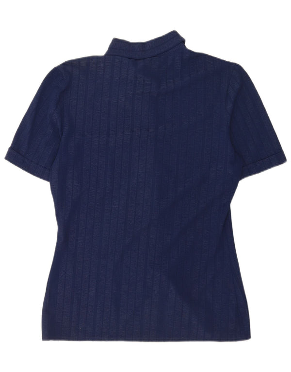 Camicia vintage da uomo a maniche corte piccola a righe blu navy