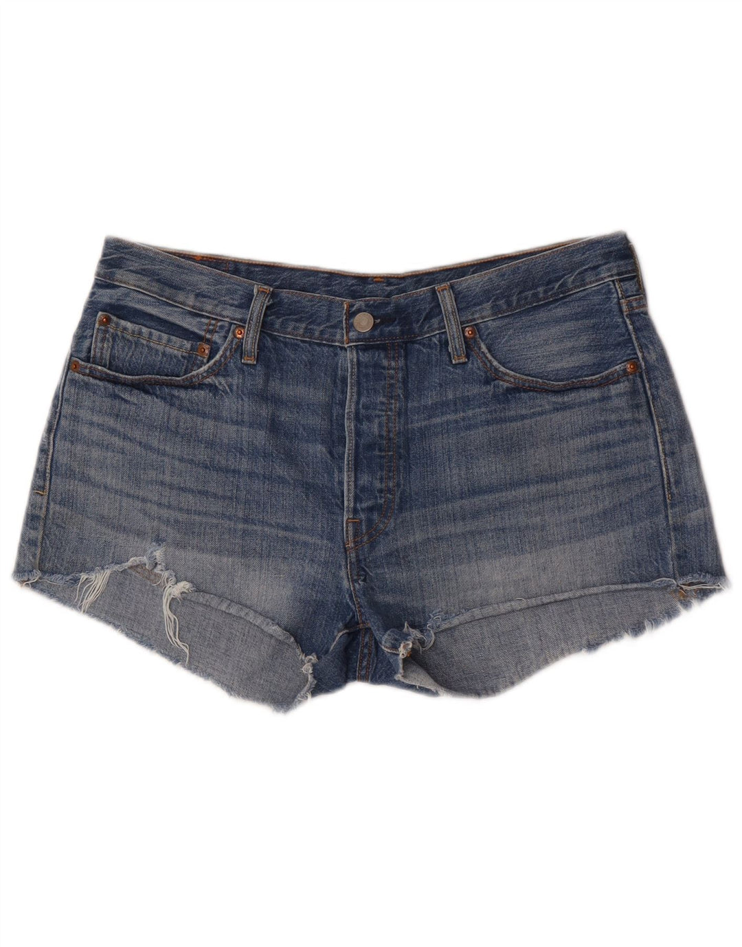 Pantaloncini di jeans Levi's 501 da donna W32 grandi in cotone blu