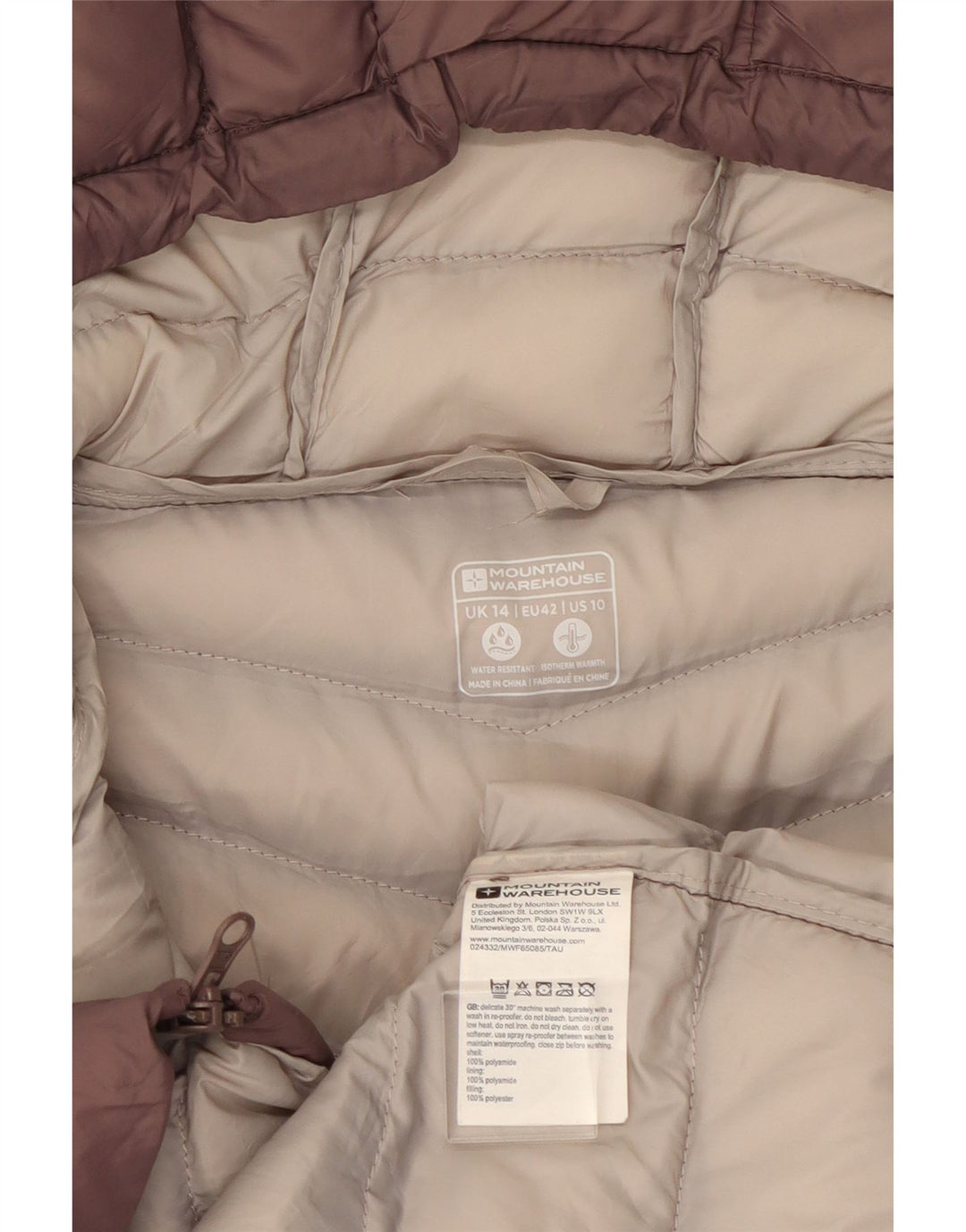 Cappotto imbottito con cappuccio da donna Mountain Warehouse UK 14 Poliammide marrone medio