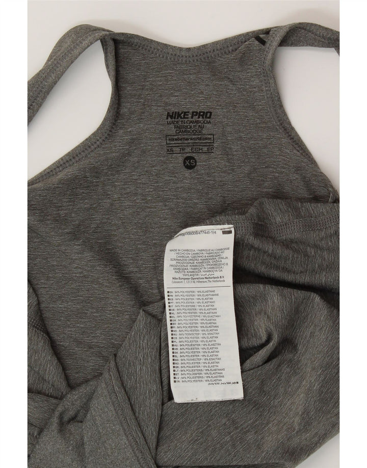NIKE Womens Graphic Vest Top UK 6 XS Grey Polyester