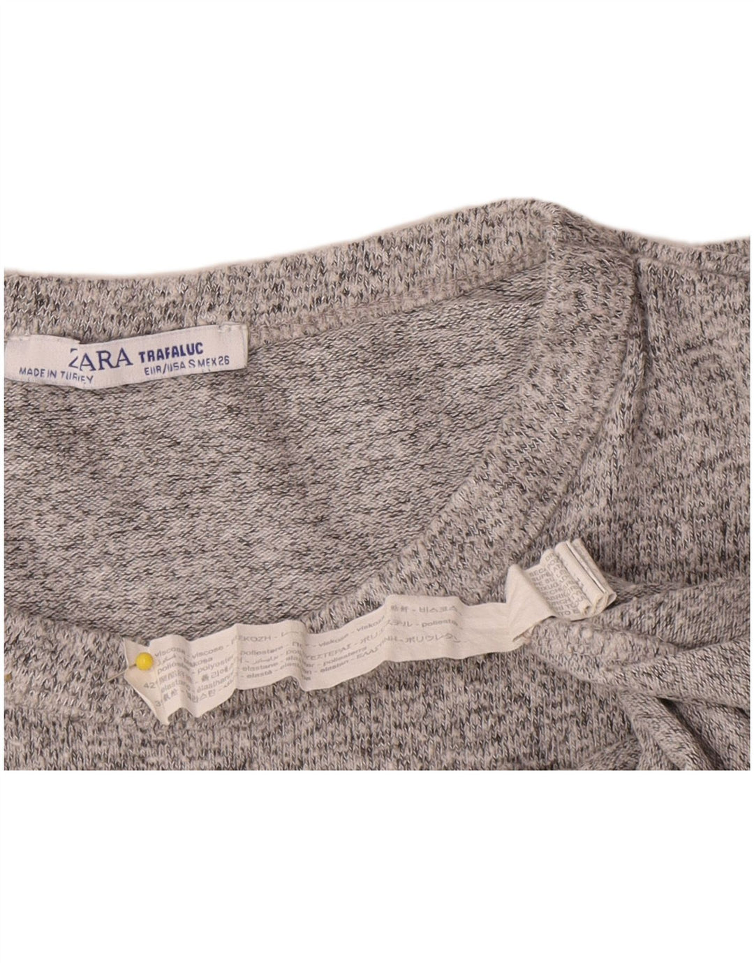 Top corto da donna Zara a maniche lunghe UK 8 piccolo in viscosa grigia