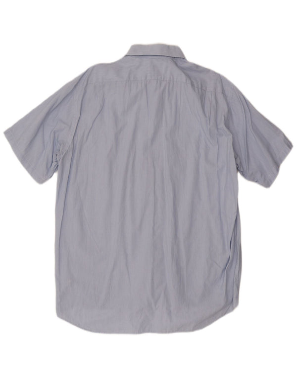 LACOSTE Camicia a maniche corte da uomo taglia 41 grande cotone gessato blu