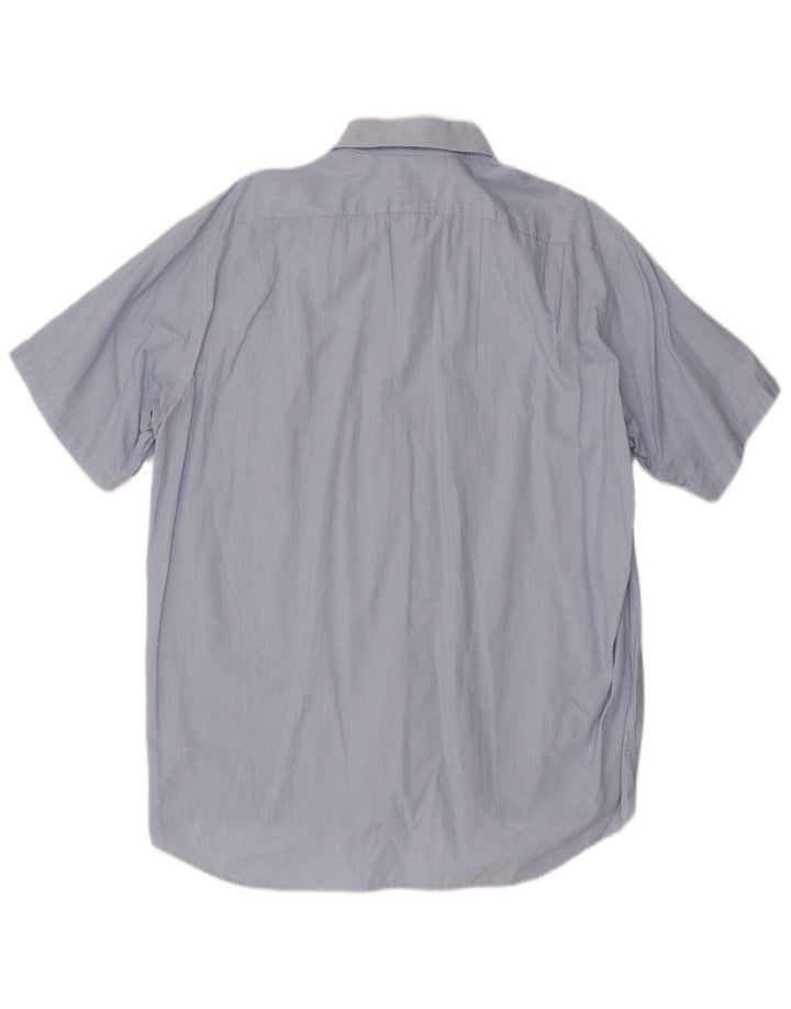 LACOSTE Camicia a maniche corte da uomo taglia 41 grande cotone gessato blu