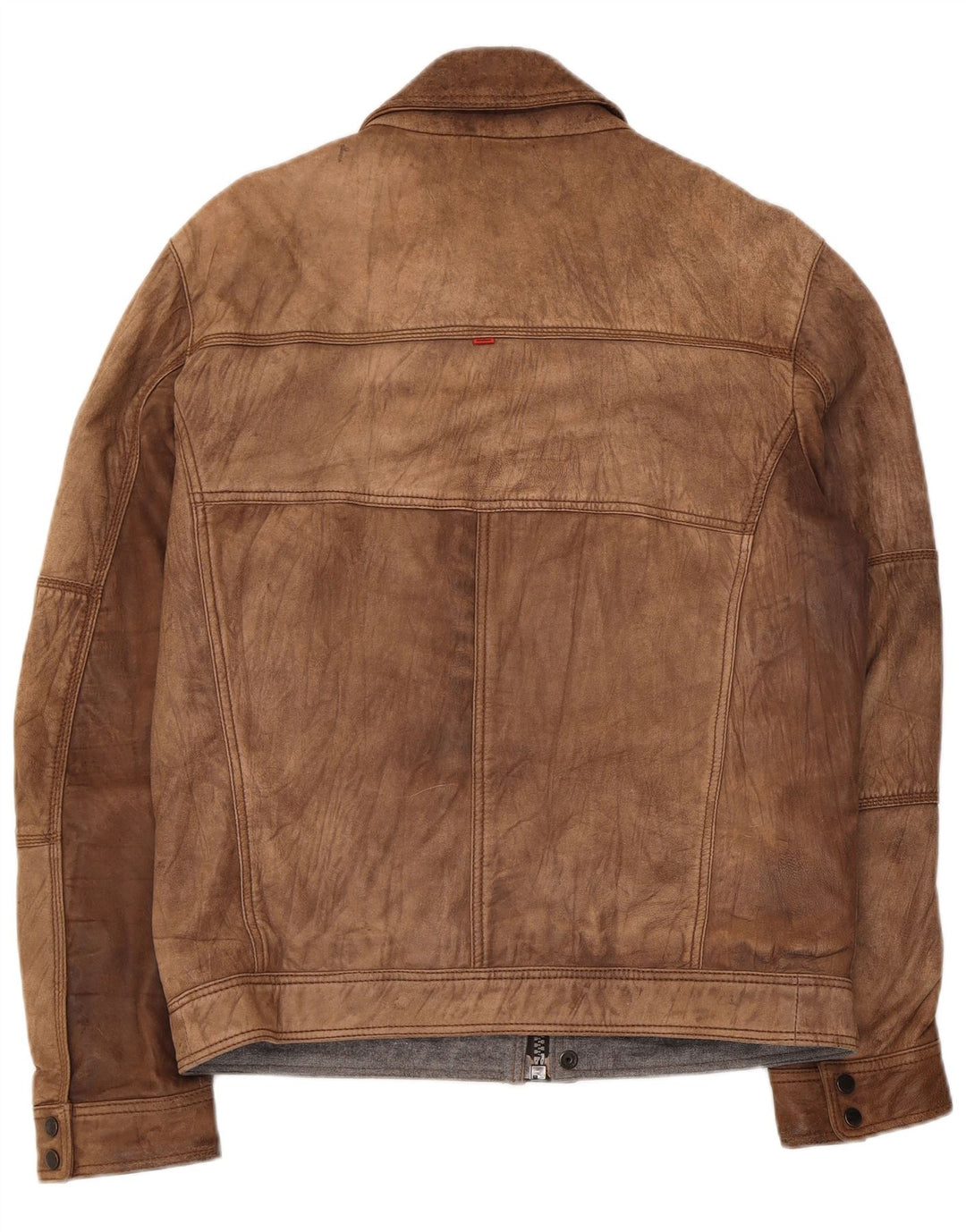 Giacca in pelle vintage da uomo IT 52 grande marrone